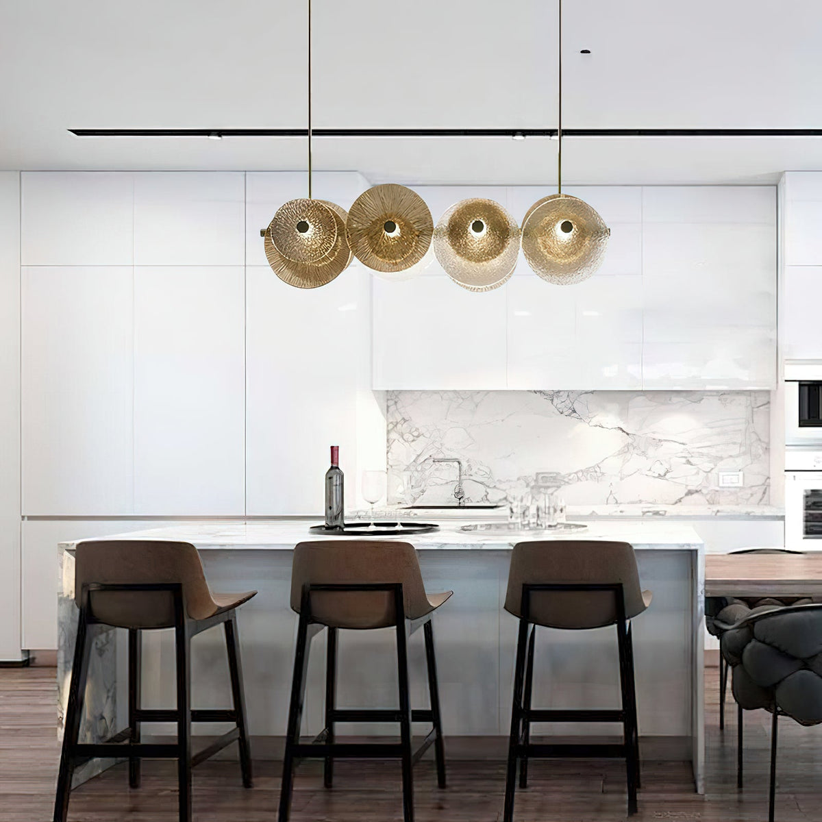 Andromeda Chandelier – Brushed Bronze Iron & Crystal Glass Horizontal Chandelier