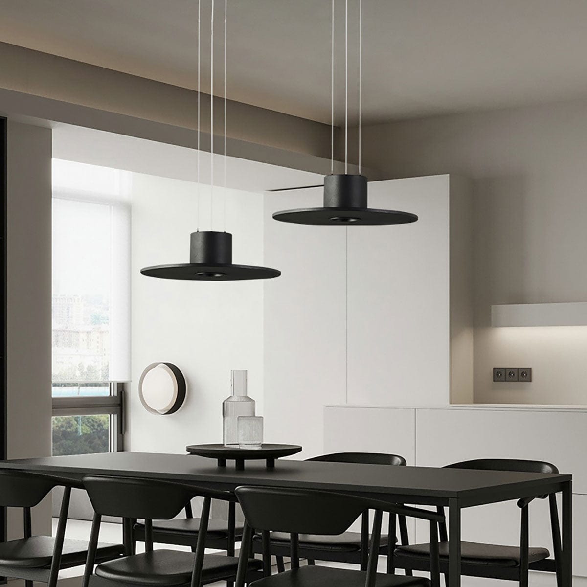 Andromeda Pendant Lamp – Dual-Lighting Metal Disc & Starry Sky Perforated Pendant