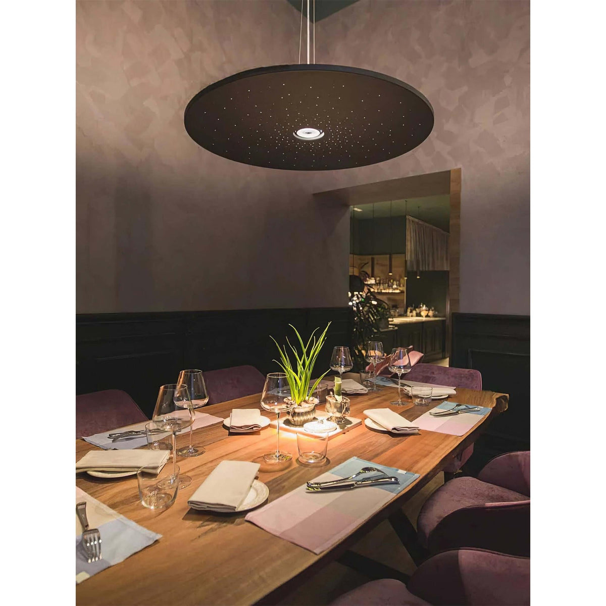 Andromeda Pendant Lamp – Dual-Lighting Metal Disc & Starry Sky Perforated Pendant