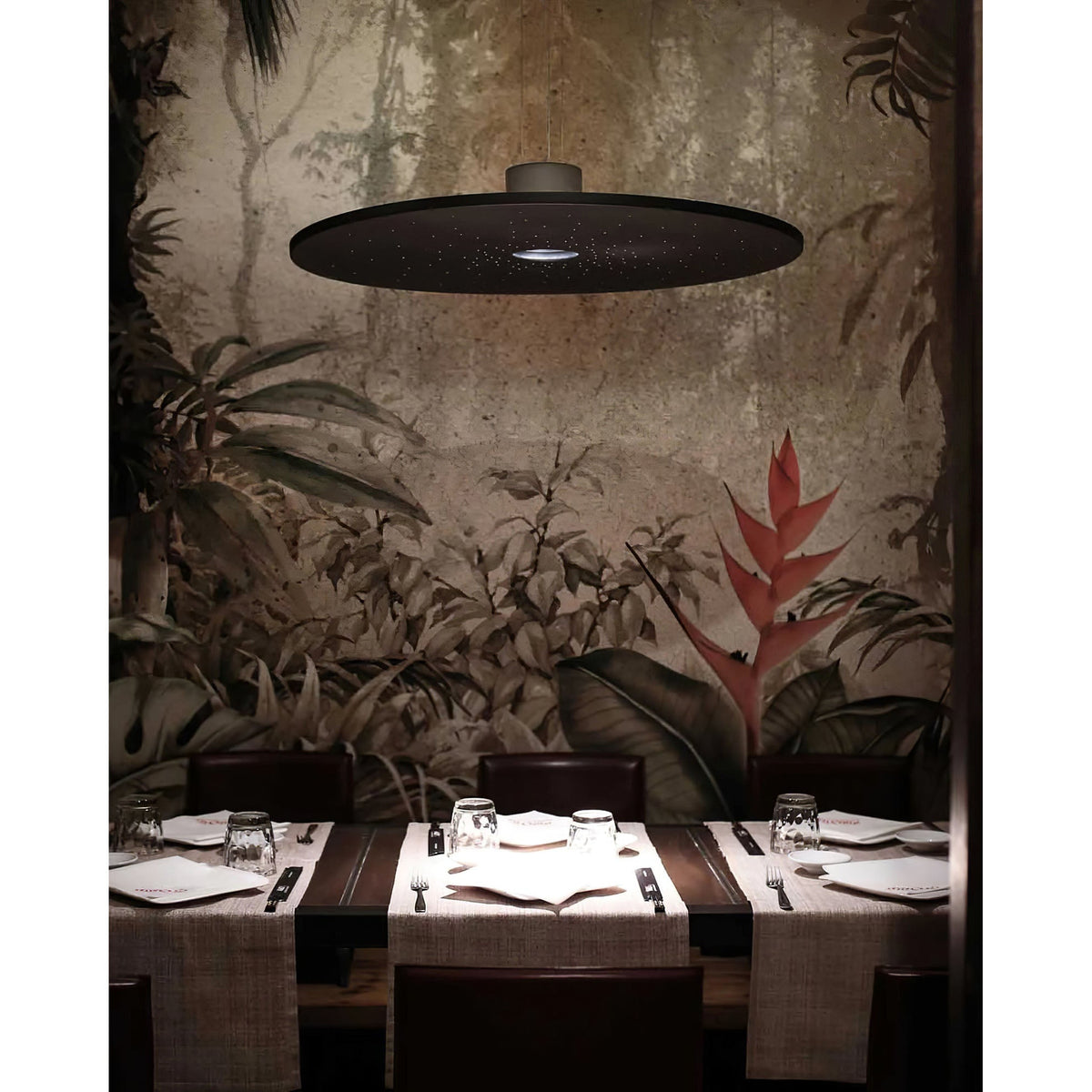Andromeda Pendant Lamp – Dual-Lighting Metal Disc & Starry Sky Perforated Pendant