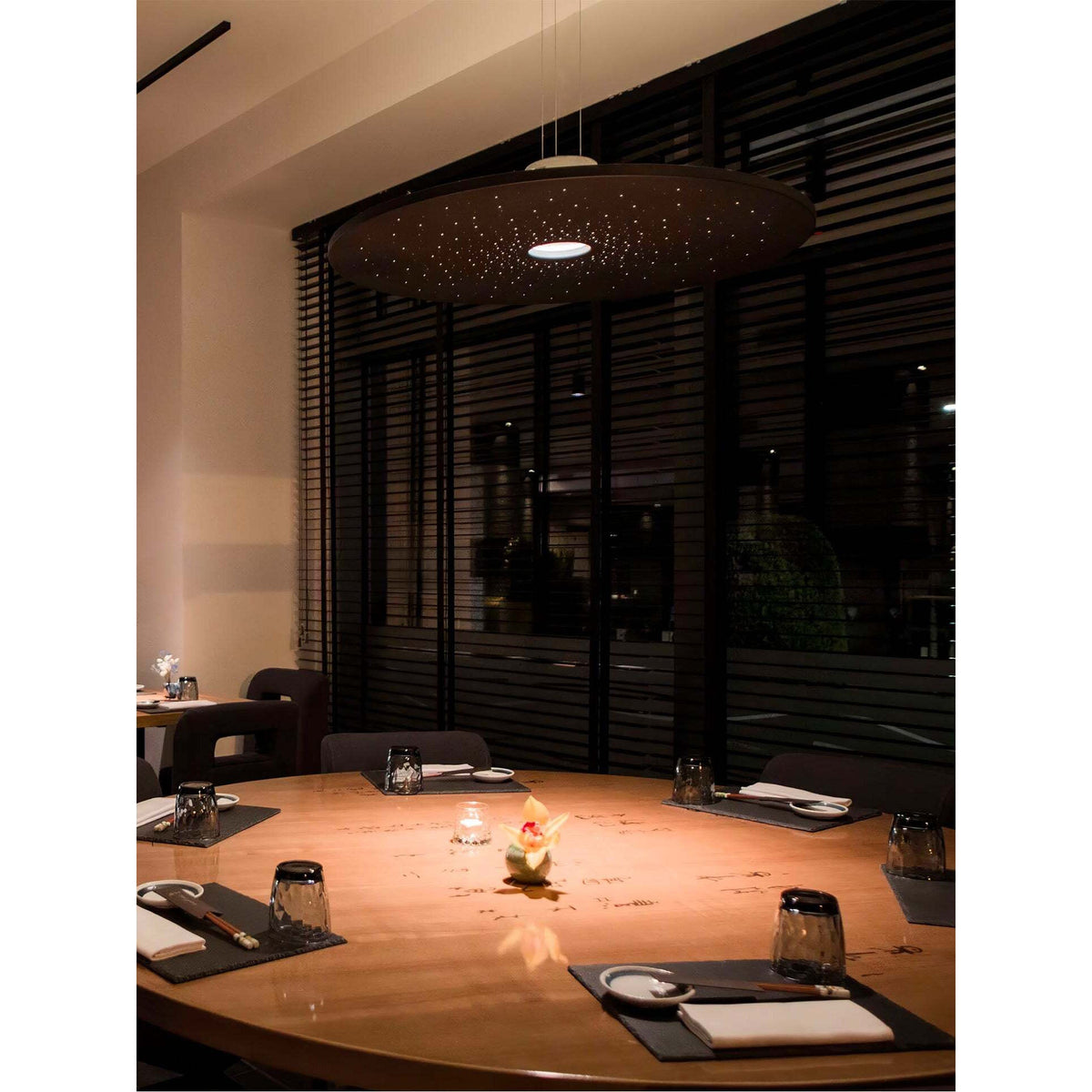 Andromeda Pendant Lamp – Dual-Lighting Metal Disc & Starry Sky Perforated Pendant