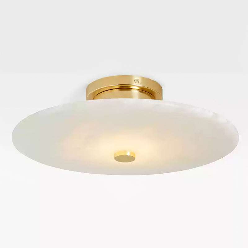 Ankeny Alabaster Ceiling Lamp – Flush Mount Natural Stone & Brass Fixture