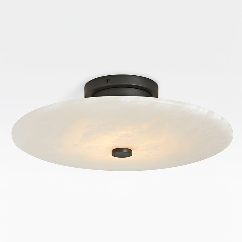 Ankeny Alabaster Ceiling Lamp – Flush Mount Natural Stone & Brass Fixture