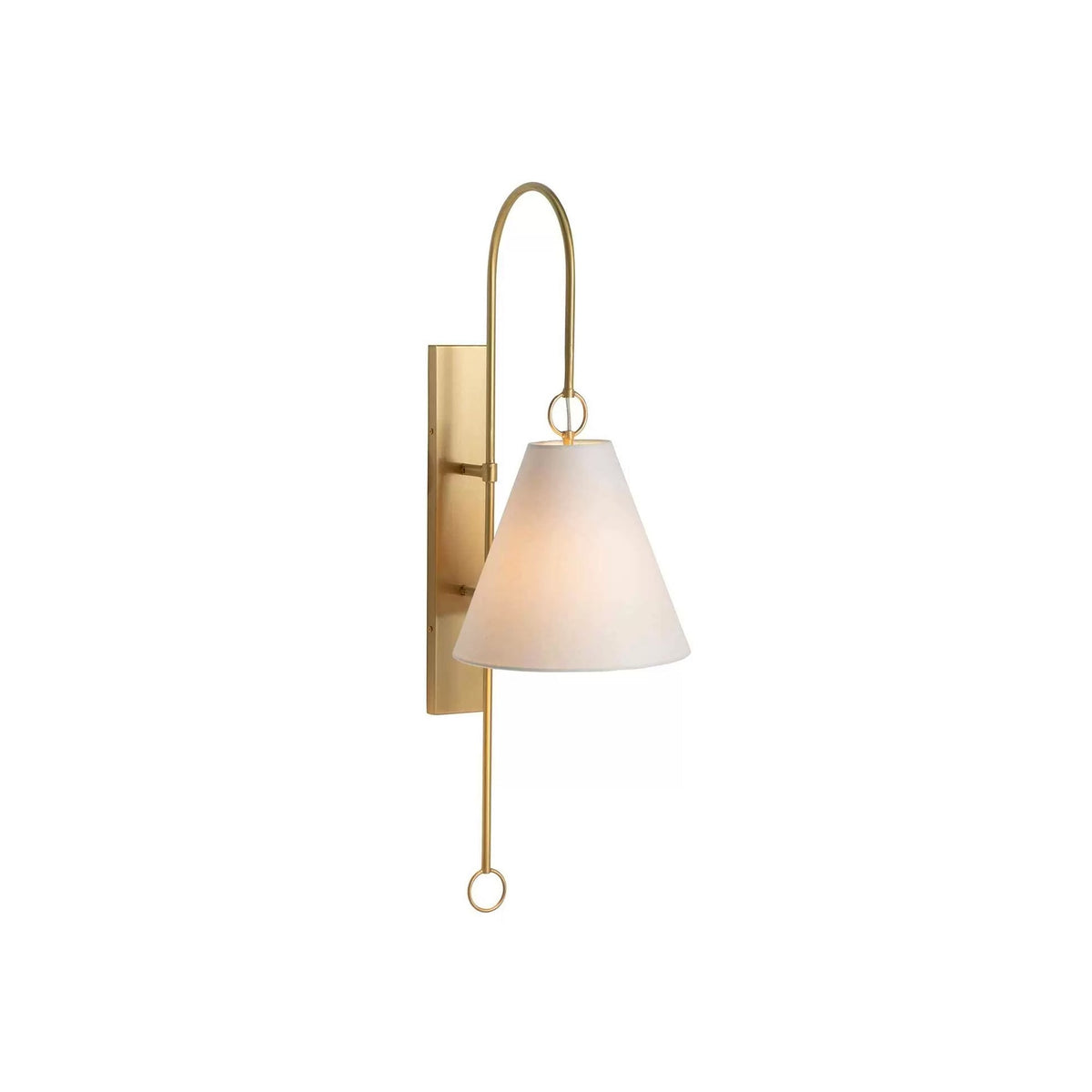 Anniston Wall Lamp – Pivoting Arm Brass & White Linen Shade Swing Wall Sconce