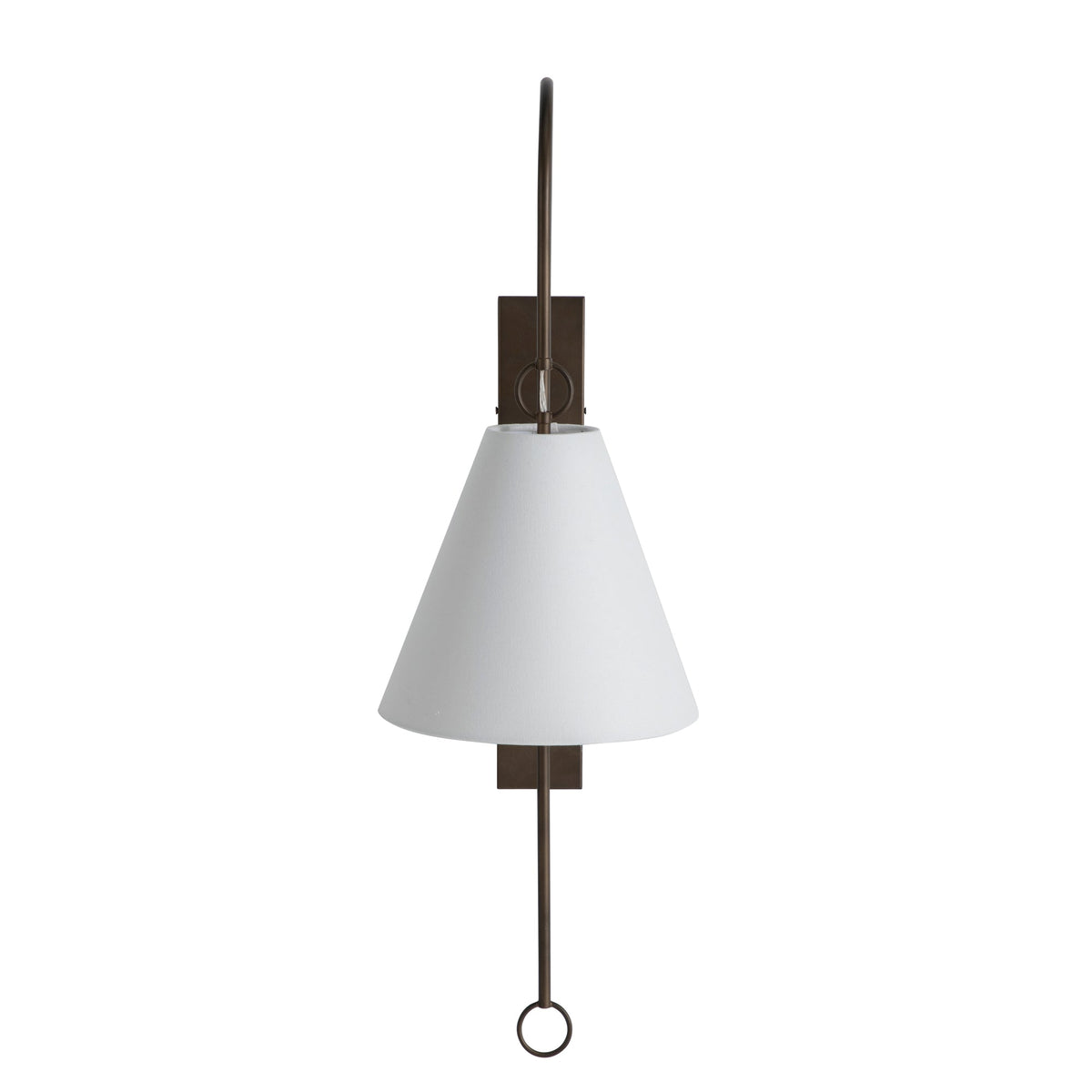Anniston Wall Lamp – Pivoting Arm Brass & White Linen Shade Swing Wall Sconce