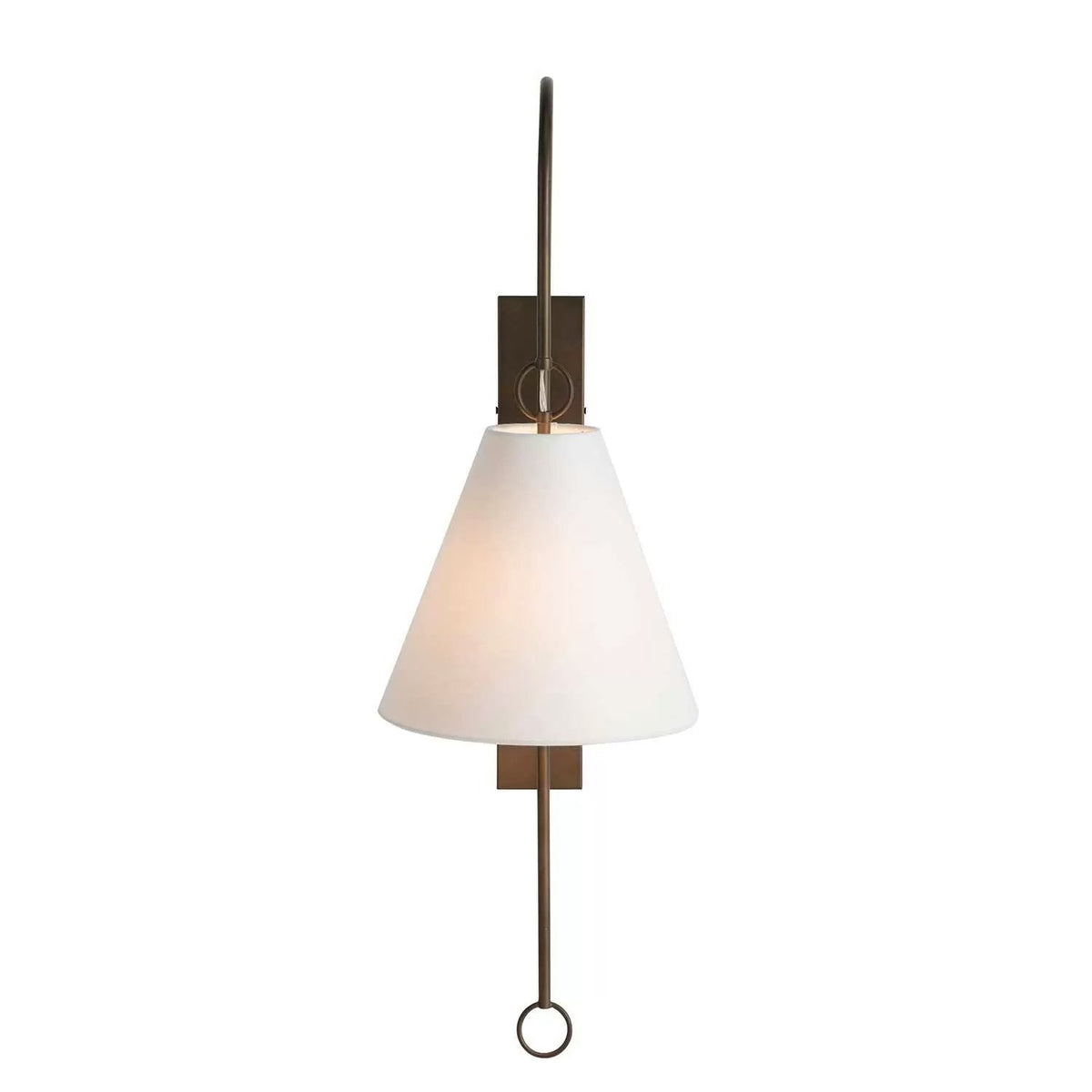 Anniston Wall Lamp – Pivoting Arm Brass & White Linen Shade Swing Wall Sconce
