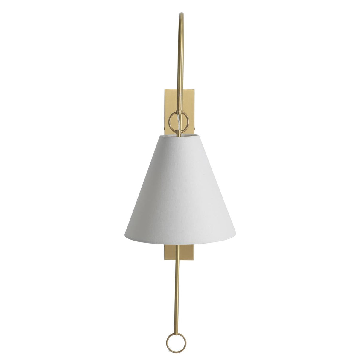 Anniston Wall Lamp – Pivoting Arm Brass & White Linen Shade Swing Wall Sconce