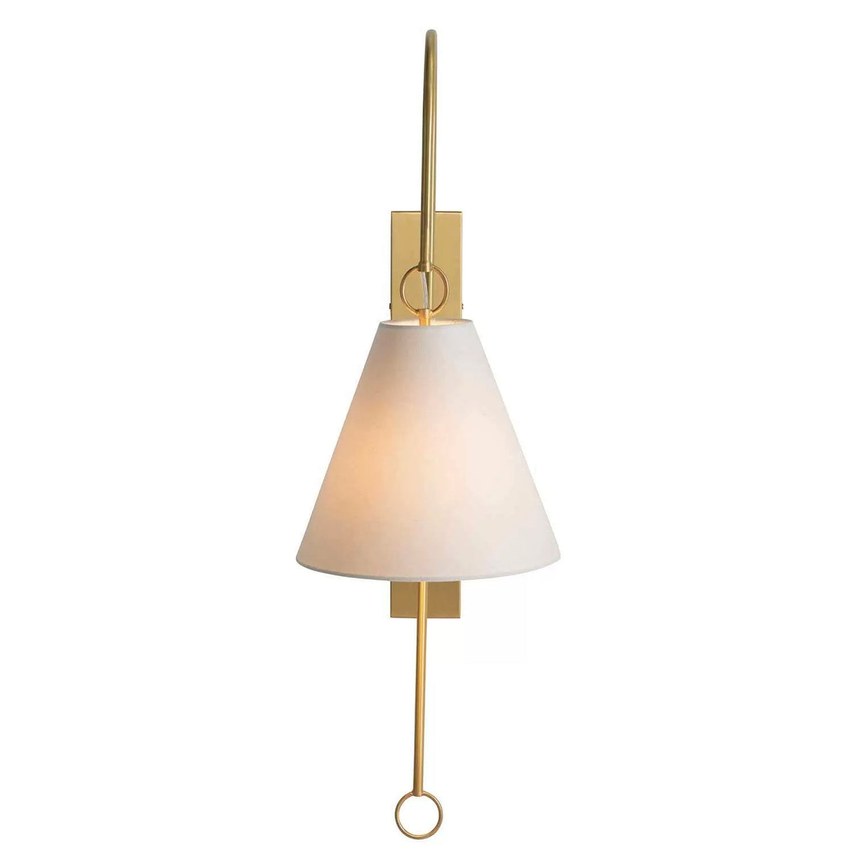 Anniston Wall Lamp – Pivoting Arm Brass & White Linen Shade Swing Wall Sconce