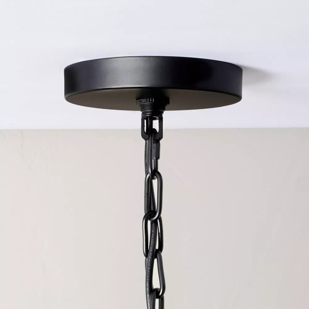 Ansel Chandelier – Modern Brass & Fabric Bell Shade 6-Light Chandelier