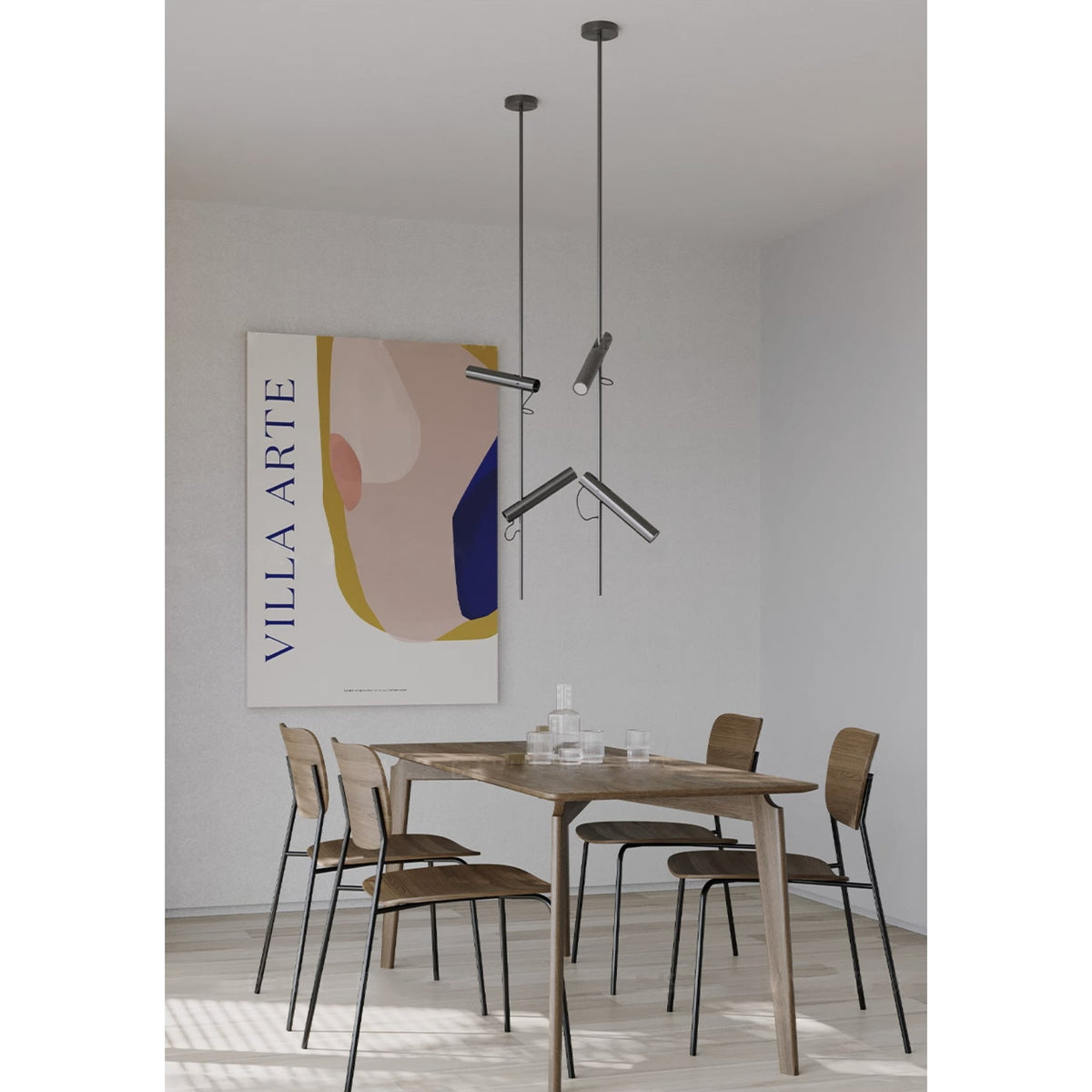 Ansel Minimalist Line Pendant Light – Electroplated Pearl Black & Iron Pendant
