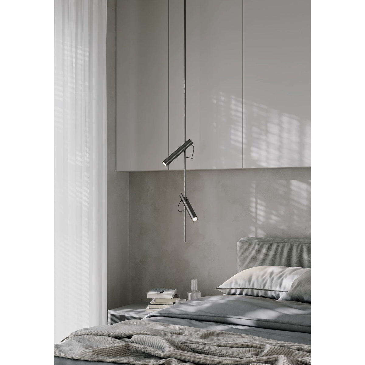 Ansel Minimalist Line Pendant Light – Electroplated Pearl Black & Iron Pendant