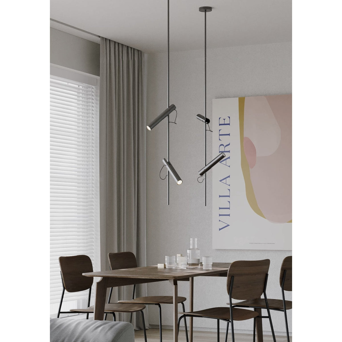 Ansel Minimalist Line Pendant Light – Electroplated Pearl Black & Iron Pendant