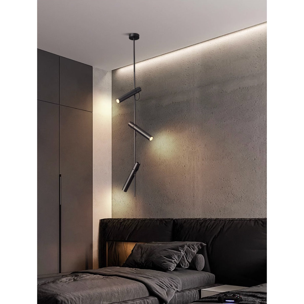 Ansel Minimalist Line Pendant Light – Electroplated Pearl Black & Iron Pendant