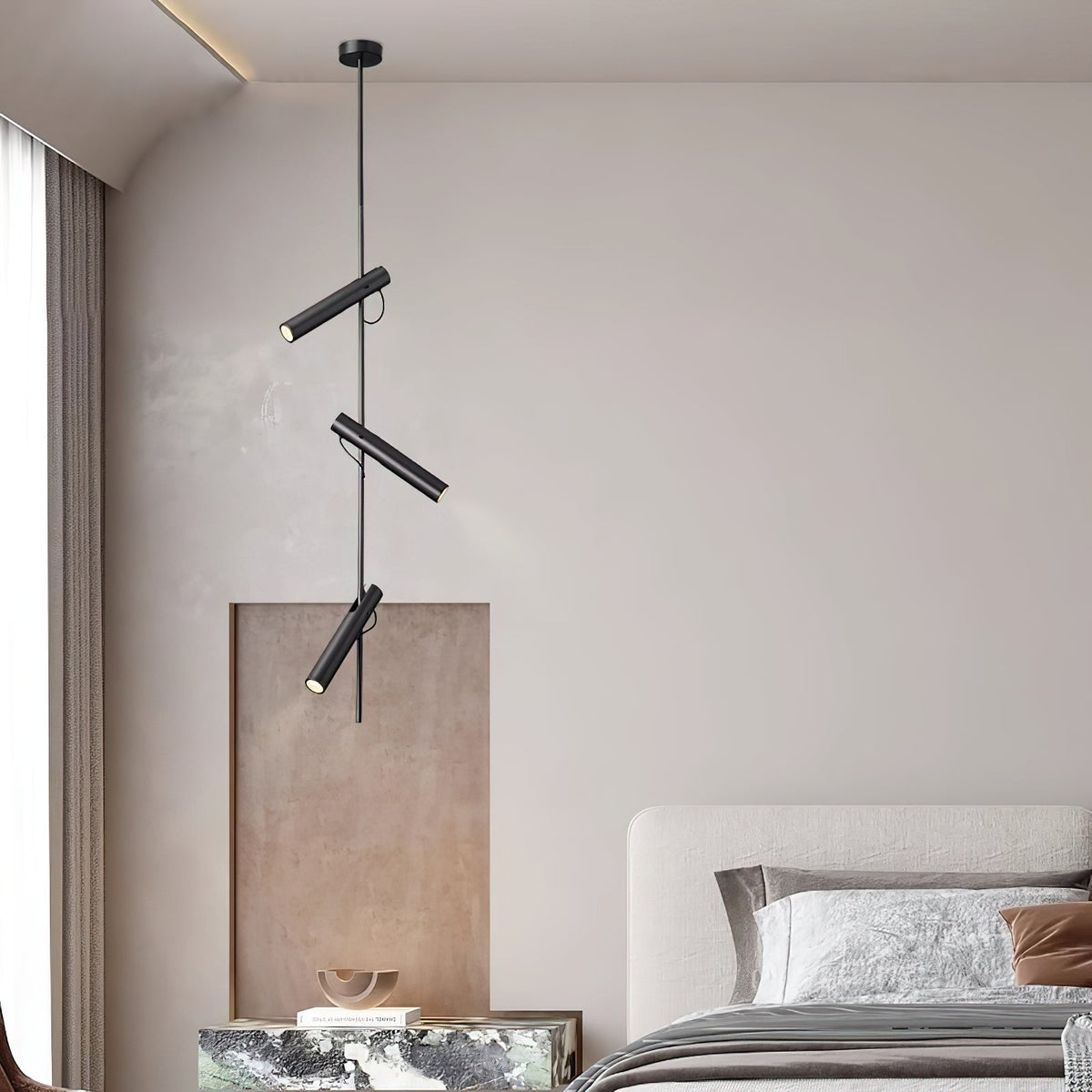 Ansel Minimalist Line Pendant Light – Electroplated Pearl Black & Iron Pendant