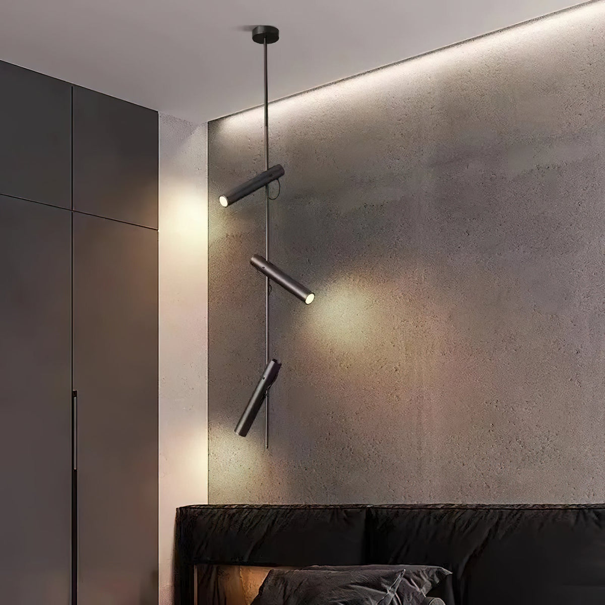 Ansel Minimalist Line Pendant Light – Electroplated Pearl Black & Iron Pendant