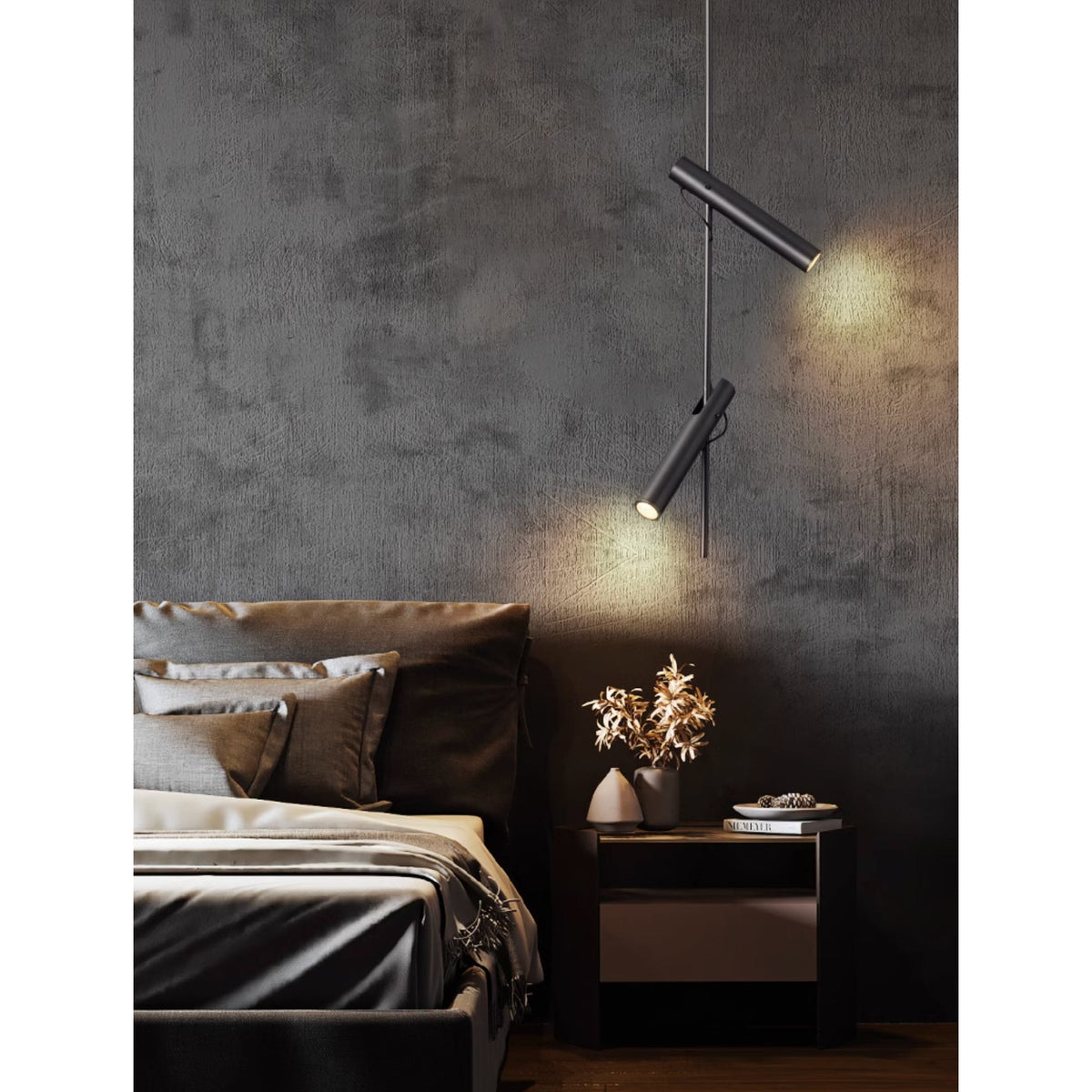 Ansel Minimalist Line Pendant Light – Electroplated Pearl Black & Iron Pendant