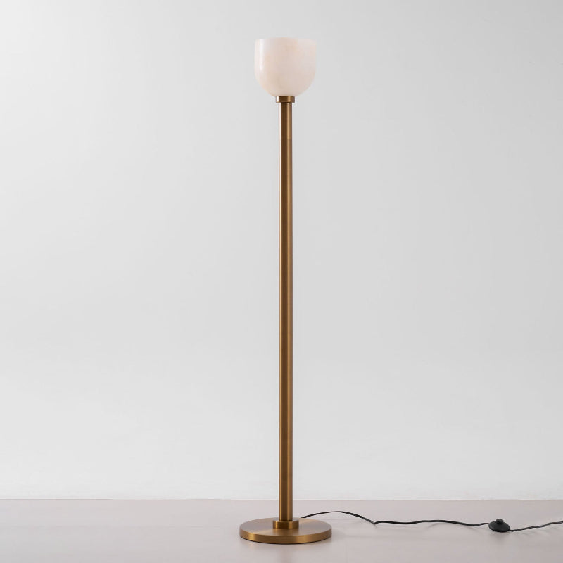 Ansley Floor Lamp – Sleek Metal & Natural Alabaster Torch Floor Lamp