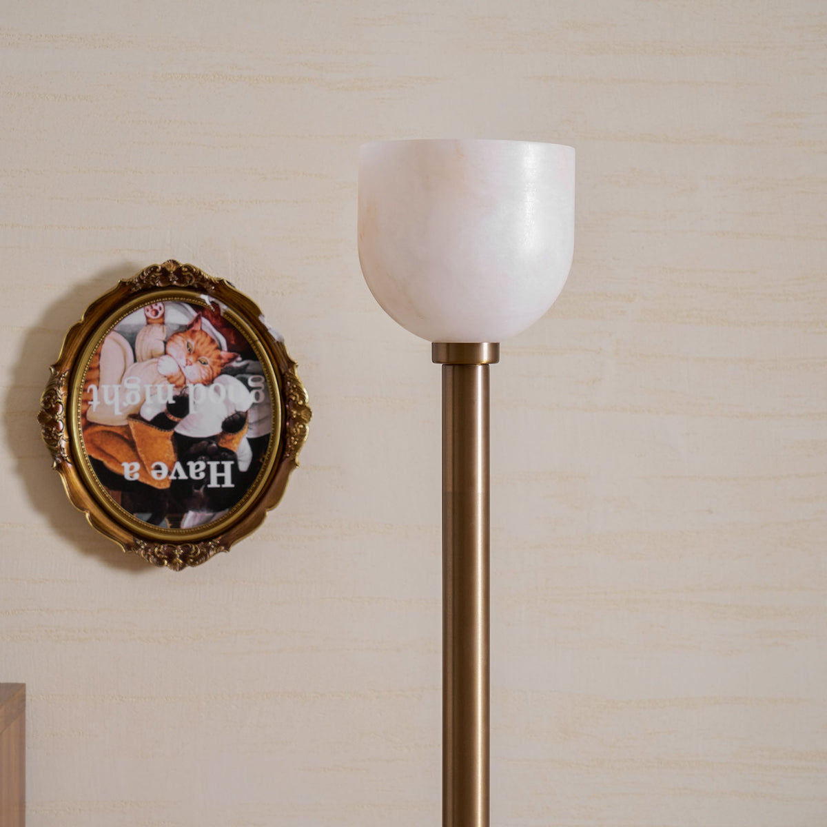 Ansley Floor Lamp – Sleek Metal & Natural Alabaster Torch Floor Lamp