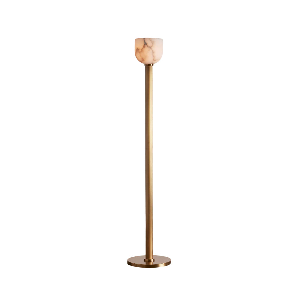 Ansley Floor Lamp – Sleek Metal & Natural Alabaster Torch Floor Lamp