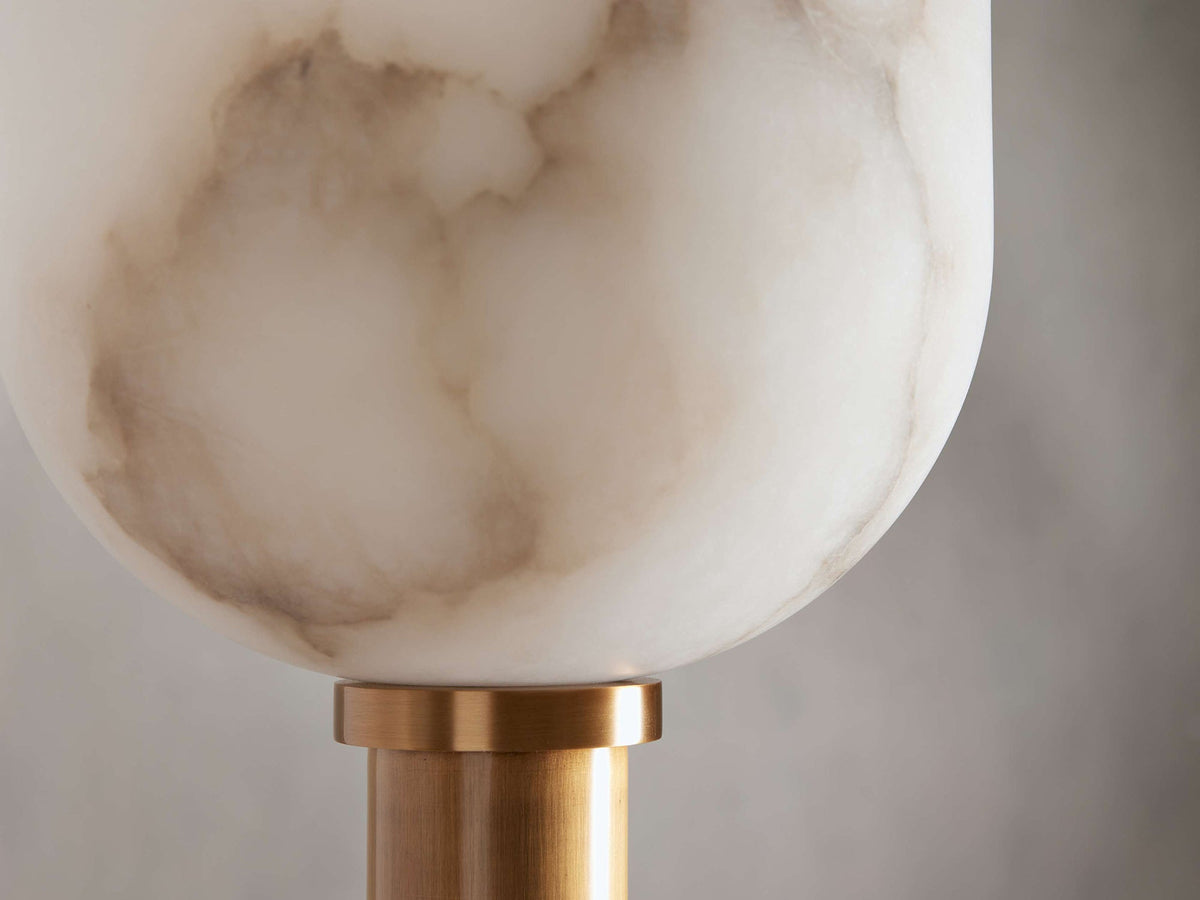 Ansley Floor Lamp – Sleek Metal & Natural Alabaster Torch Floor Lamp