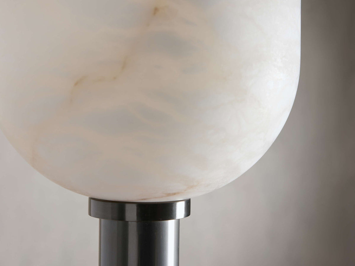 Ansley Floor Lamp – Sleek Metal & Natural Alabaster Torch Floor Lamp
