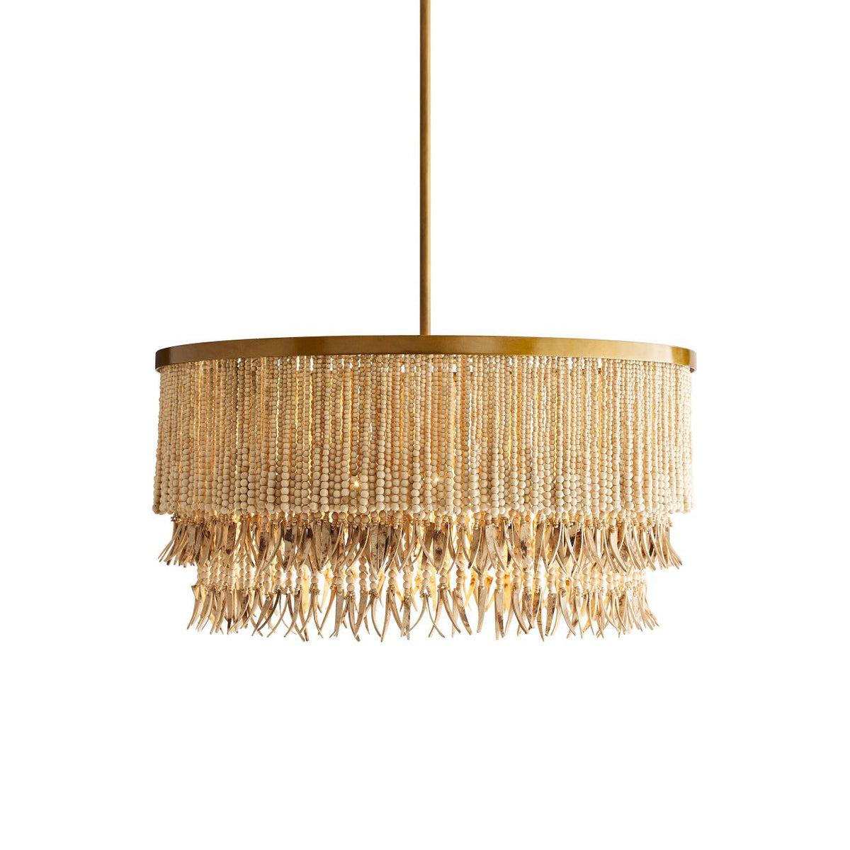 Antigua Chandelier – Handmade Wood & Coconut Bead Concentric Chandelier