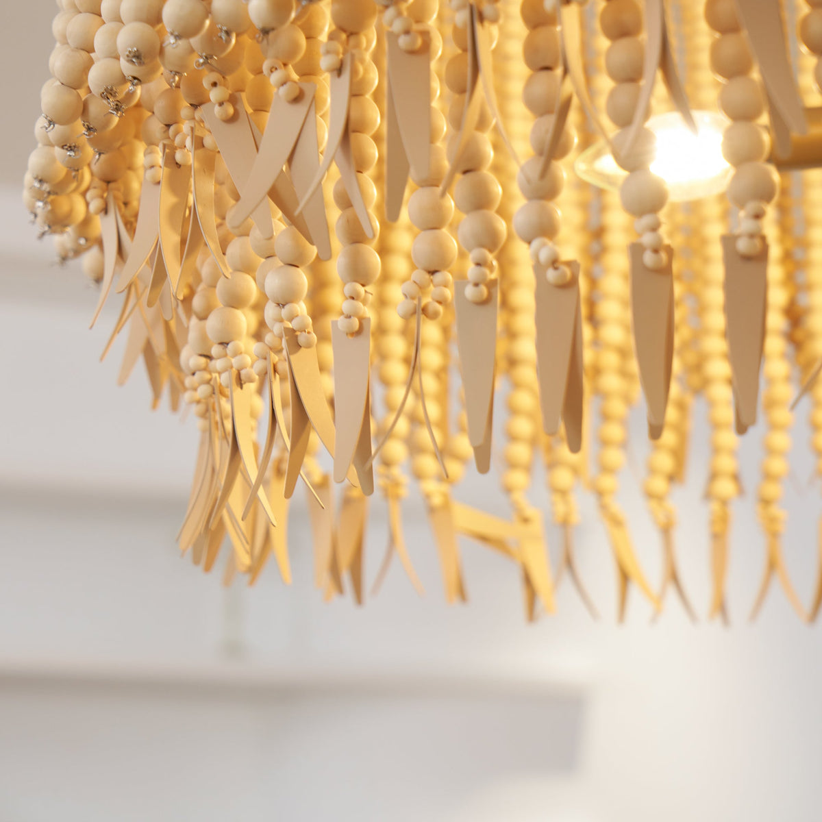 Antigua Chandelier – Handmade Wood & Coconut Bead Concentric Chandelier