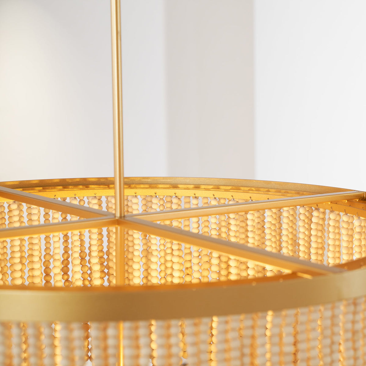 Antigua Chandelier – Handmade Wood & Coconut Bead Concentric Chandelier