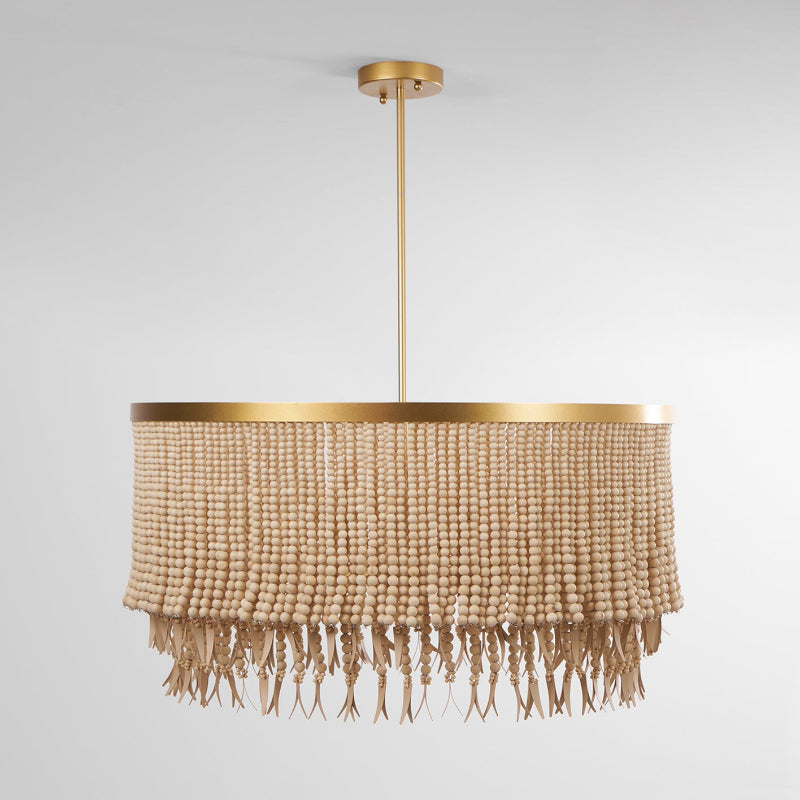 Antigua Chandelier – Handmade Wood & Coconut Bead Concentric Chandelier