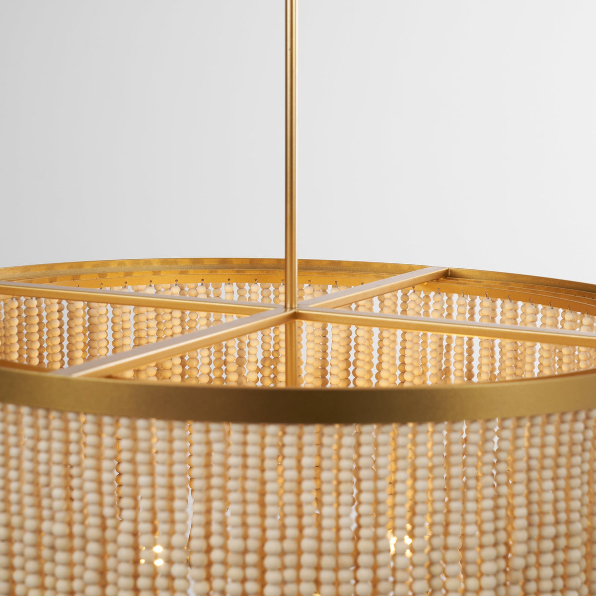 Antigua Chandelier – Handmade Wood & Coconut Bead Concentric Chandelier