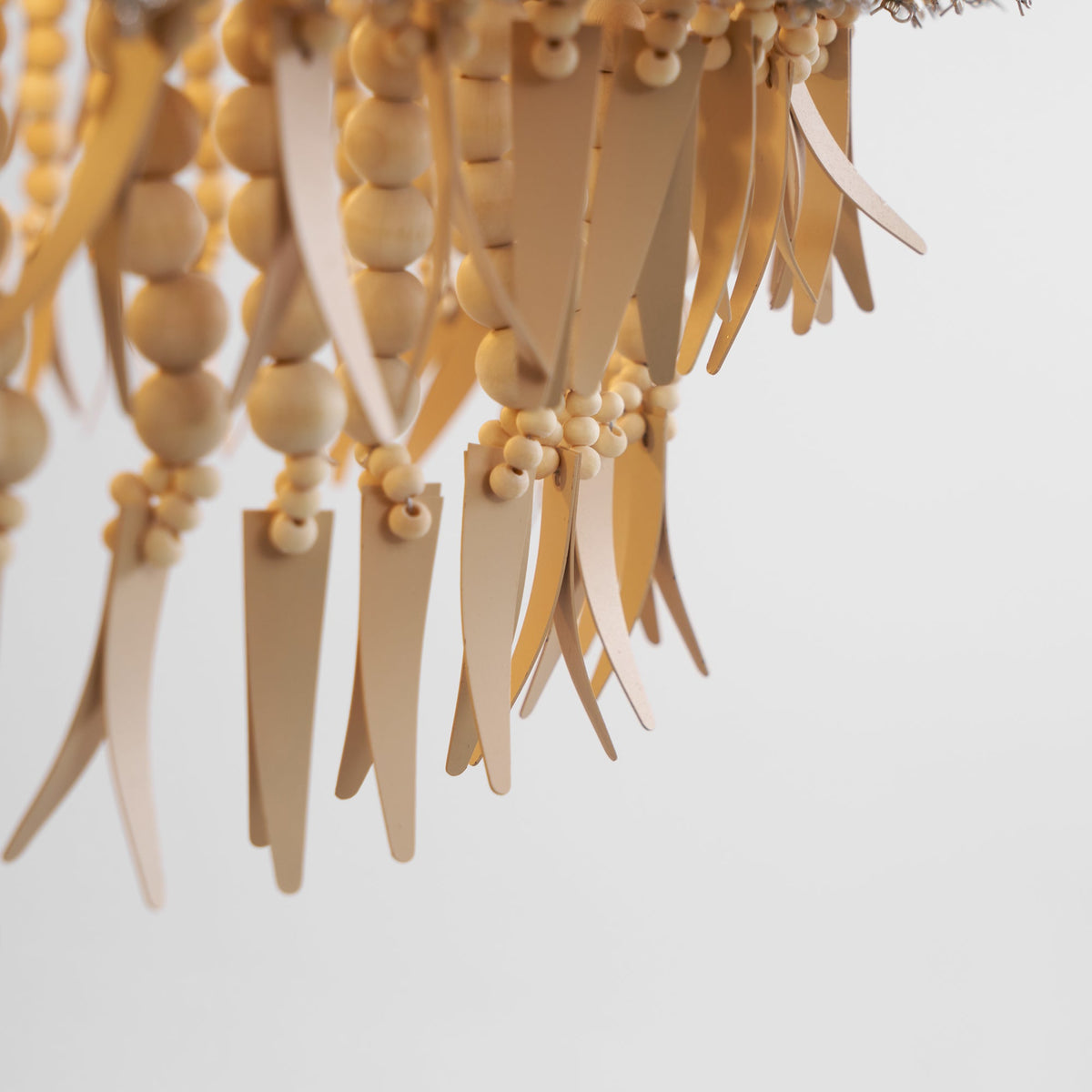 Antigua Chandelier – Handmade Wood & Coconut Bead Concentric Chandelier