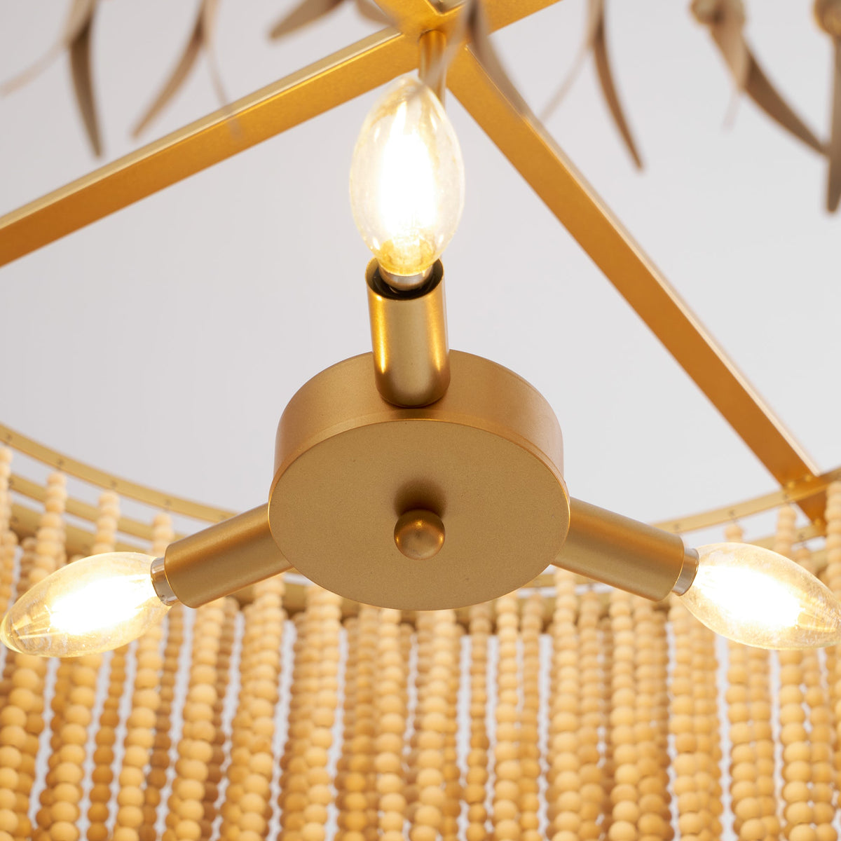 Antigua Chandelier – Handmade Wood & Coconut Bead Concentric Chandelier