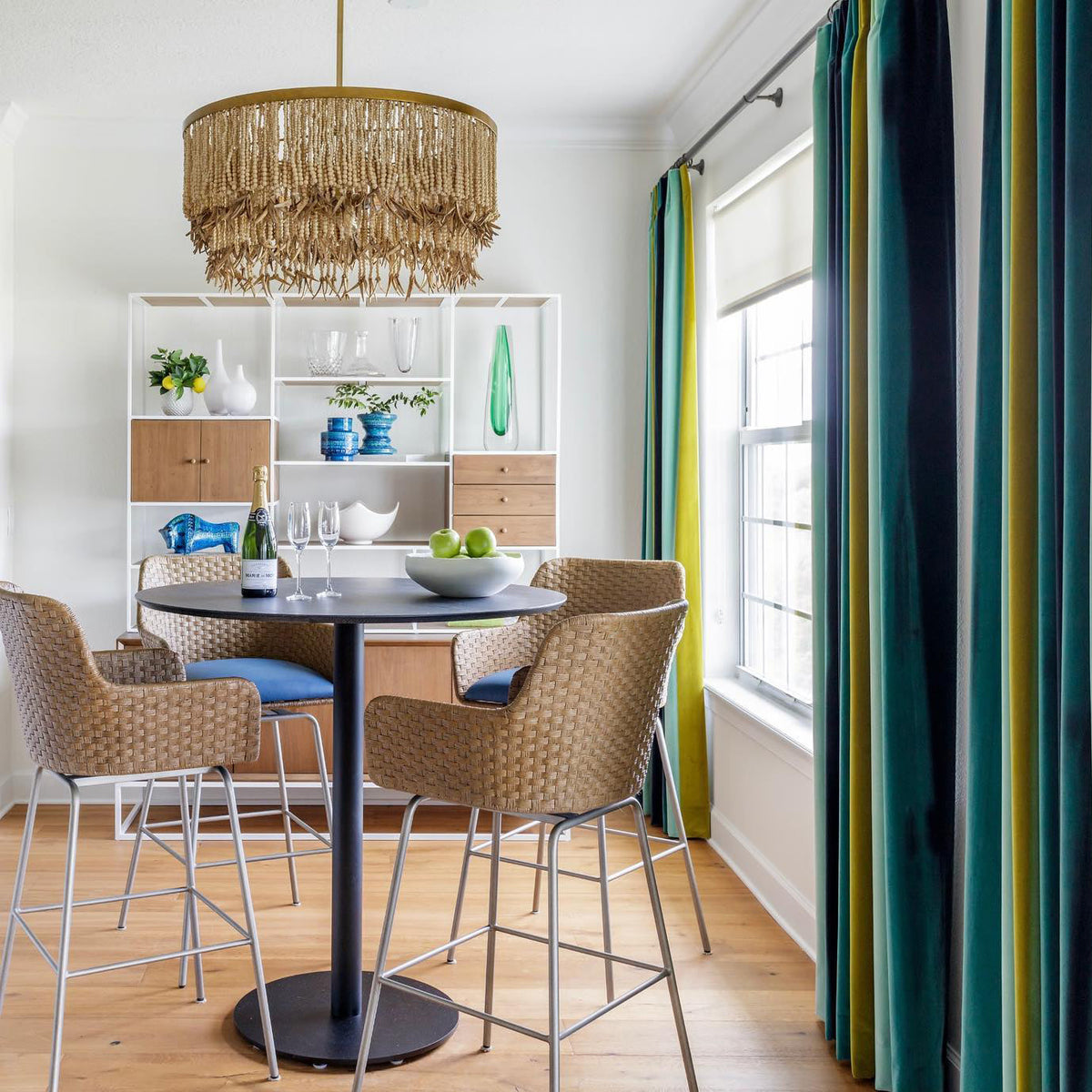 Antigua Chandelier – Handmade Wood & Coconut Bead Concentric Chandelier