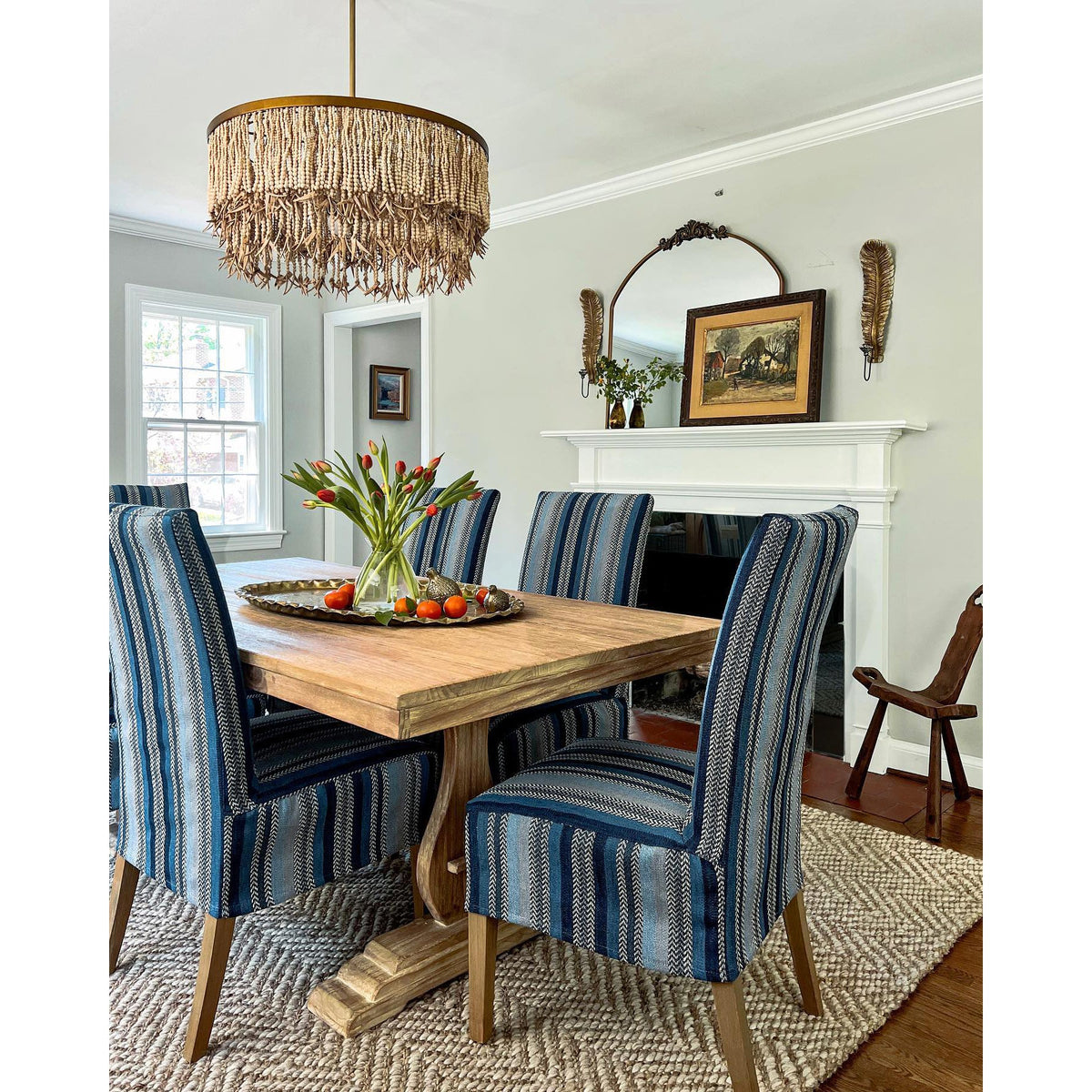 Antigua Chandelier – Handmade Wood & Coconut Bead Concentric Chandelier