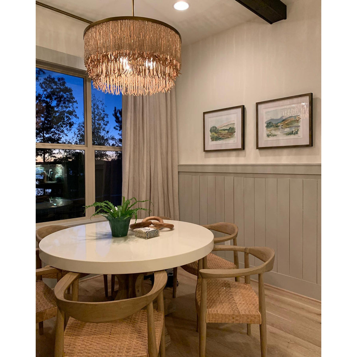 Antigua Chandelier – Handmade Wood & Coconut Bead Concentric Chandelier