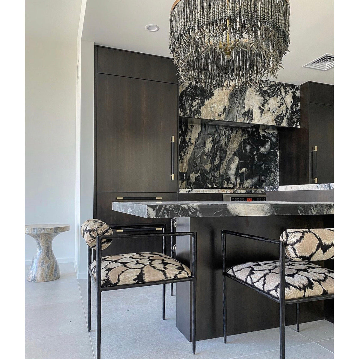 Antigua Chandelier – Handmade Wood & Coconut Bead Concentric Chandelier