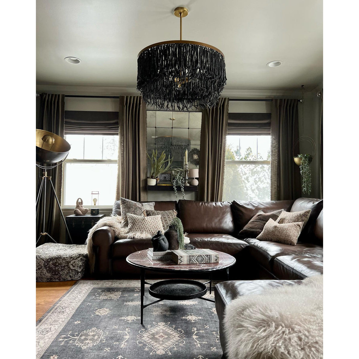 Antigua Chandelier – Handmade Wood & Coconut Bead Concentric Chandelier