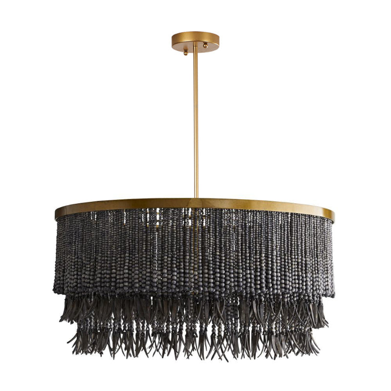 Antigua Chandelier – Handmade Wood & Coconut Bead Concentric Chandelier