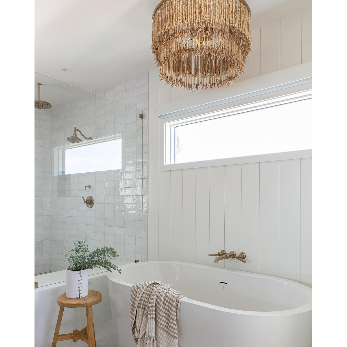 Antigua Chandelier – Handmade Wood & Coconut Bead Concentric Chandelier