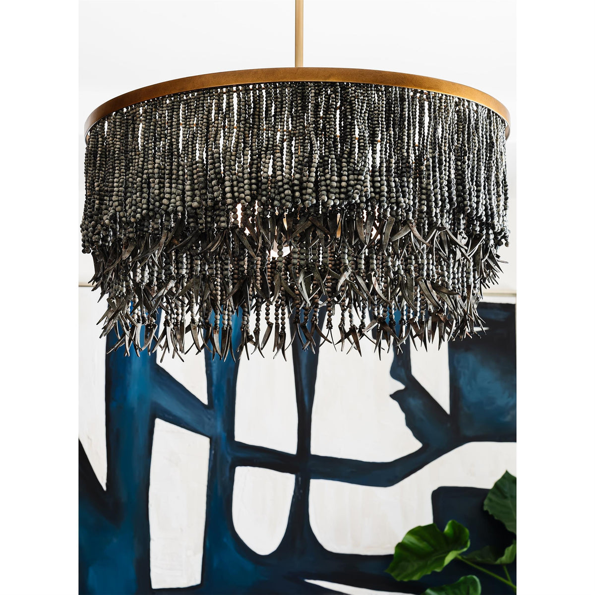 Antigua Chandelier – Handmade Wood & Coconut Bead Concentric Chandelier