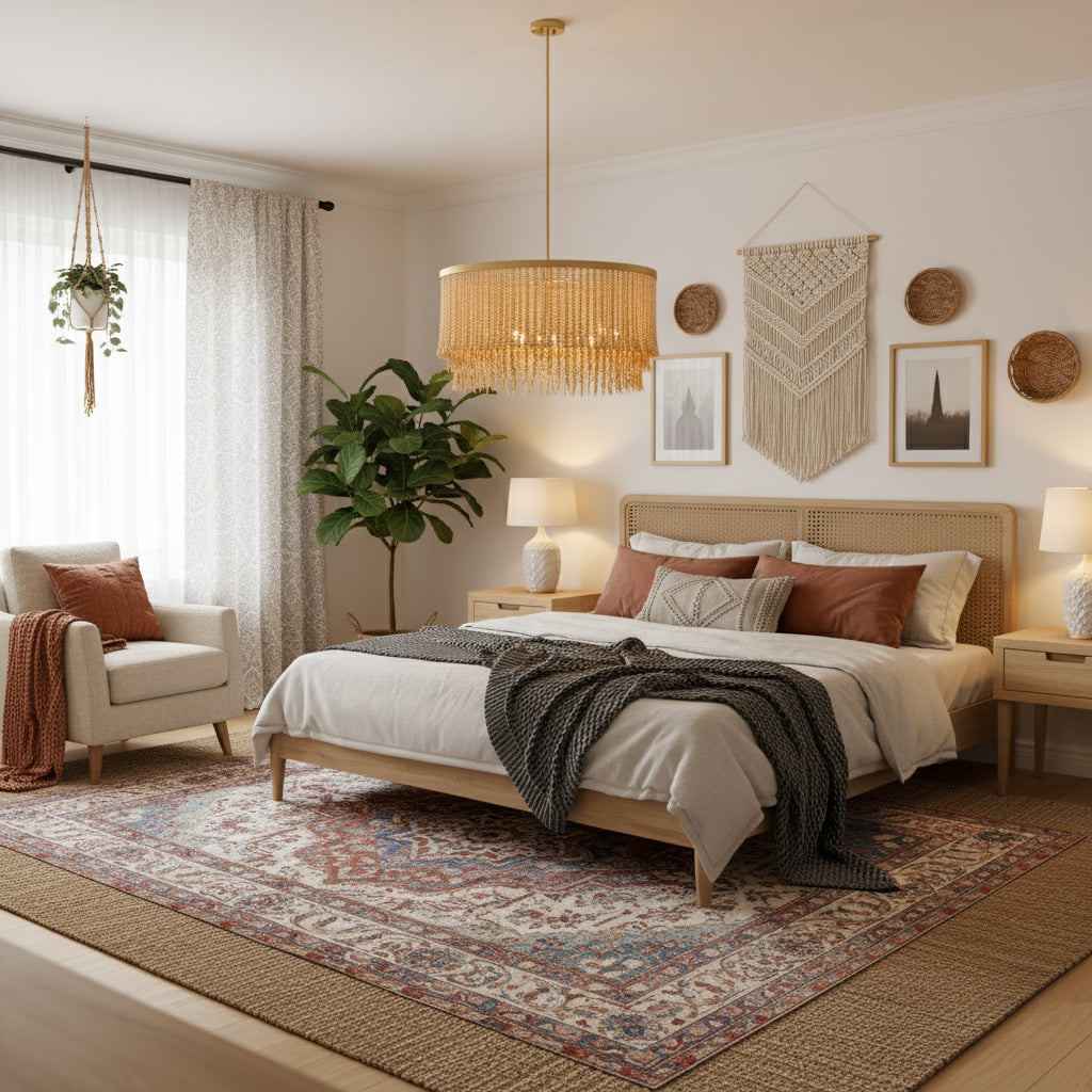 Antigua Chandelier – Handmade Wood & Coconut Bead Concentric Chandelier