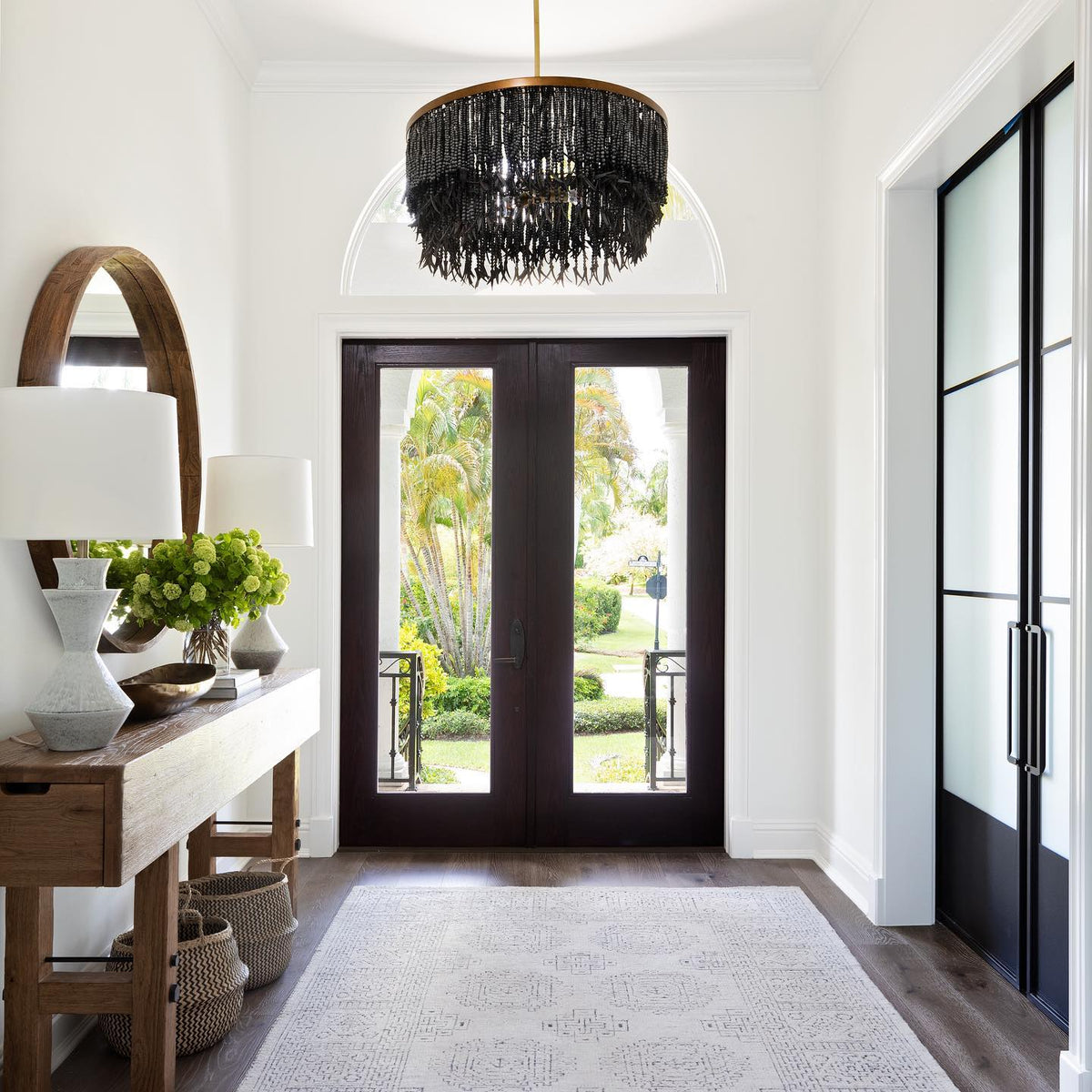 Antigua Chandelier – Handmade Wood & Coconut Bead Concentric Chandelier