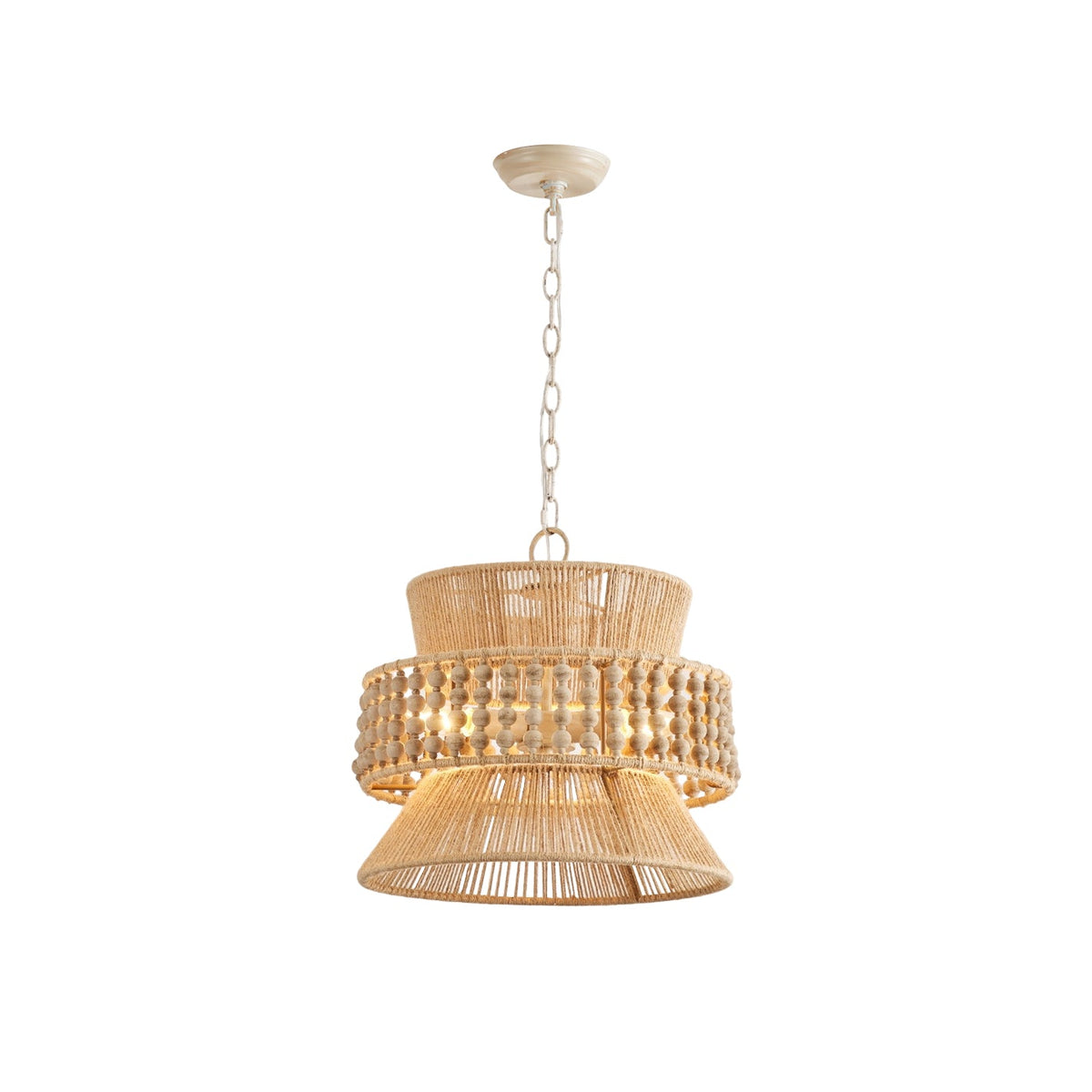 Antigua Pendant Lamp – Hand-Woven Hemp Rope & Trapezoid Chandelier
