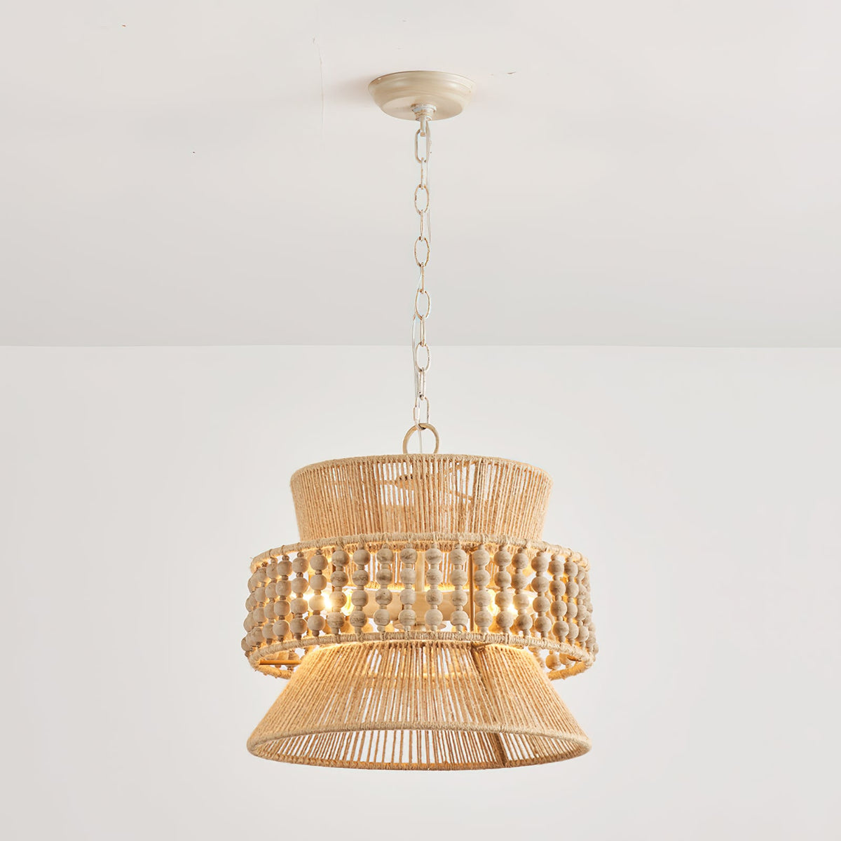 Antigua Pendant Lamp – Hand-Woven Hemp Rope & Trapezoid Chandelier