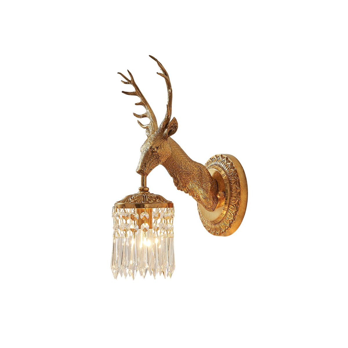 Antler Crystal Wall Lamp – Polished Brass & Crystal Branch Wall Sconce