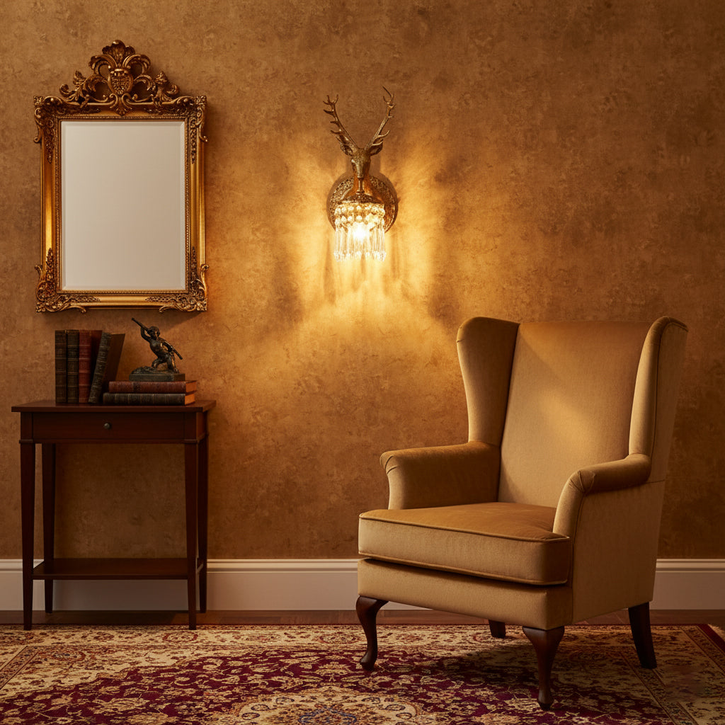 Antler Crystal Wall Lamp – Polished Brass & Crystal Branch Wall Sconce