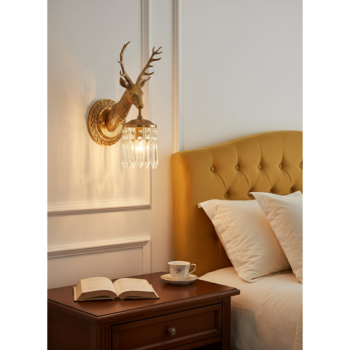 Antler Crystal Wall Lamp – Polished Brass & Crystal Branch Wall Sconce