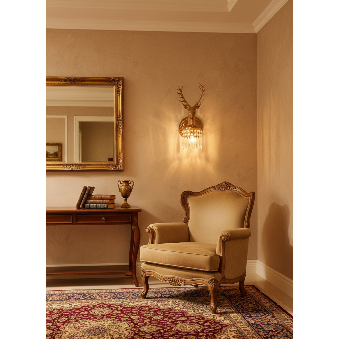 Antler Crystal Wall Lamp – Polished Brass & Crystal Branch Wall Sconce
