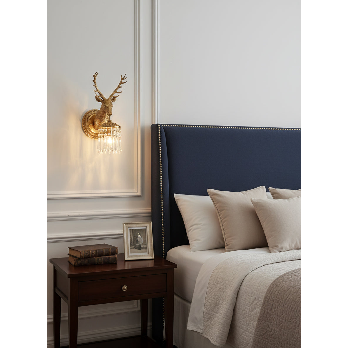 Antler Crystal Wall Lamp – Polished Brass & Crystal Branch Wall Sconce