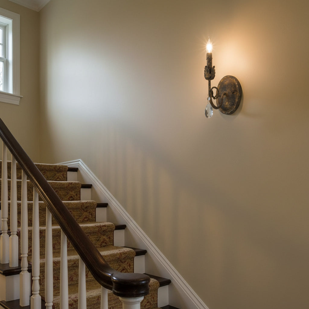 Antonia Wall Lamp – Antique Brass Hand-Forged Brass & Crystal Sconce
